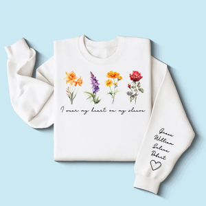 Beautiful Birth Month Flowers - Personalized Sleeve Printed Sweater - Mother's Day Gift For Mom Granma Aunt