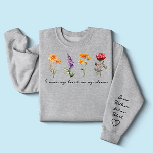 Beautiful Birth Month Flowers - Personalized Sleeve Printed Sweater - Mother's Day Gift For Mom Granma Aunt