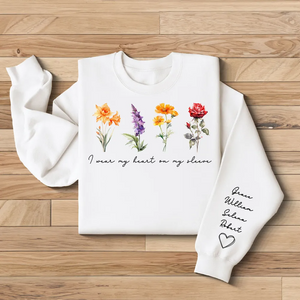 Beautiful Birth Month Flowers - Personalized Sleeve Printed Sweater - Mother's Day Gift For Mom Granma Aunt