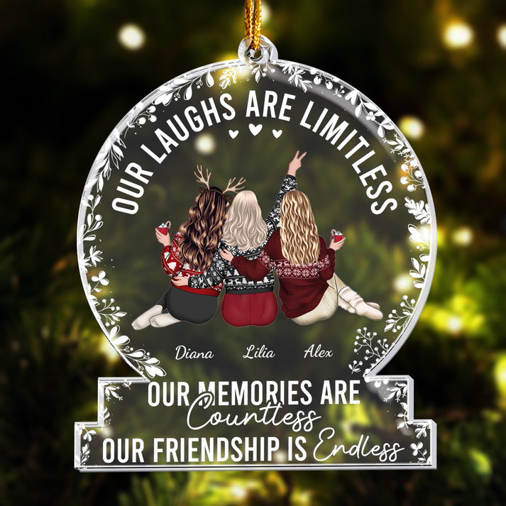 Our Laughs Are Limitless - Personalized Custom Shaped Acrylic Ornament - Gift For Him/Her, Besties, Friends, Sister/Brother