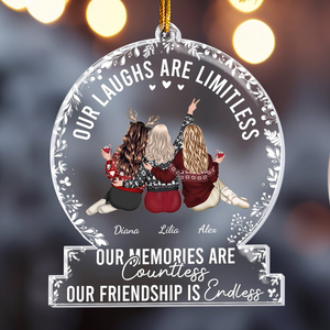 Our Laughs Are Limitless - Personalized Custom Shaped Acrylic Ornament - Gift For Him/Her, Besties, Friends, Sister/Brother