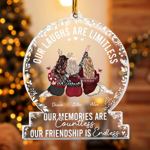 Our Laughs Are Limitless - Personalized Custom Shaped Acrylic Ornament - Gift For Him/Her, Besties, Friends, Sister/Brother