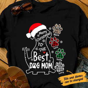 Merry Christmas To The Best Dog Mom/Dad - Personalized Custom T Shirt - Christmas Gift For Dog Lovers, Pet Lovers, Dog Mom, Dog Dad