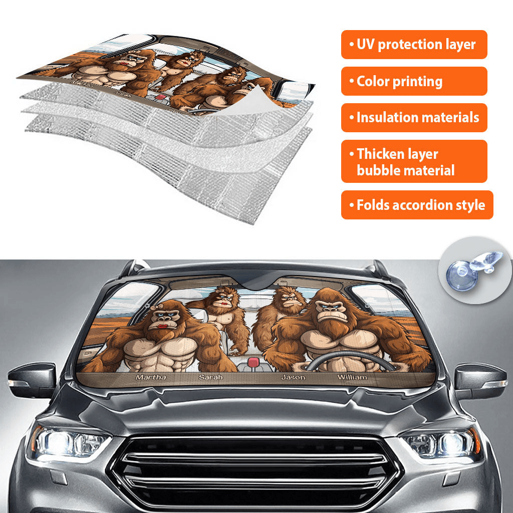 Bigfoot Family - Personalized Car Sun Shade