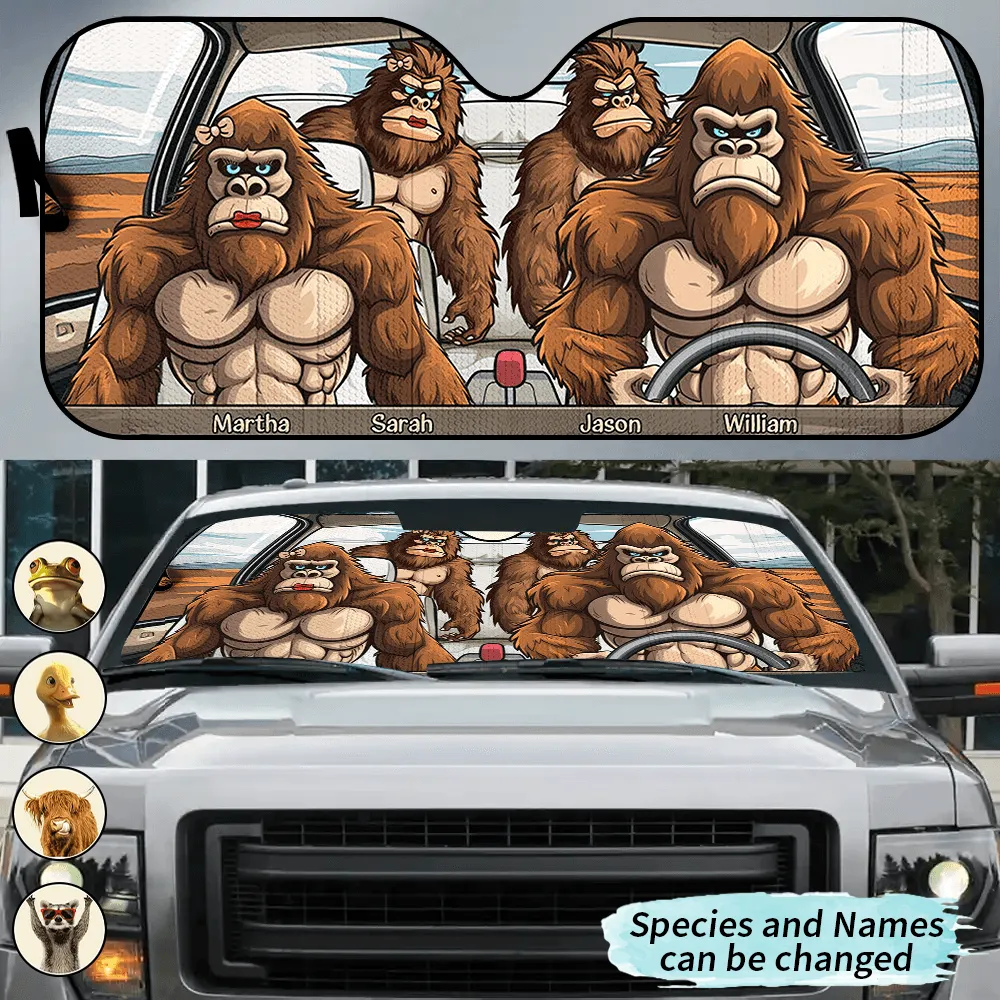 Bigfoot Family - Personalized Car Sun Shade