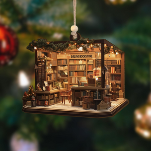 Bookstore Flat Ornament - Personalized Custom Shaped Acrylic Ornament - Christmas For Book Lovers