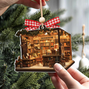 Bookstore Flat Ornament - Personalized Custom Shaped Acrylic Ornament - Christmas For Book Lovers