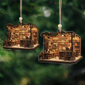 Bookstore Flat Ornament - Personalized Custom Shaped Acrylic Ornament - Christmas For Book Lovers