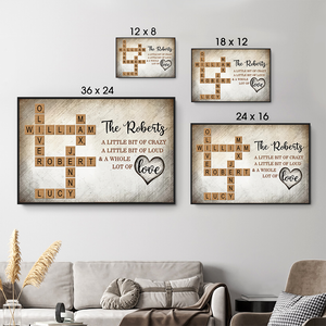 Family Whole Lot Of Love Crossword Puzzle Art - Personalized Horizontal Poster - Gift For Family Members, Mom and Dad