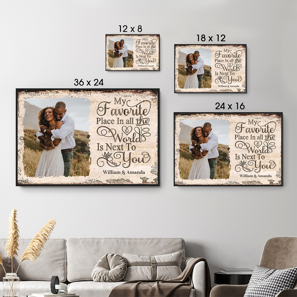 Custom Photo My Favorite Place | Personalized Family Gift For Couples, Valentine, Anniversary, Husband Wife, Her/Him, Grandma/Grandpa, Grandparent | Poster