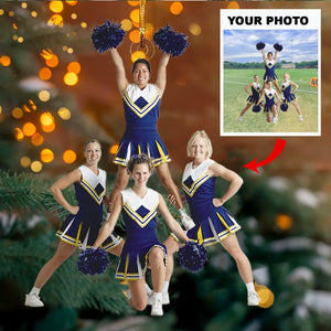 Personalized Cheerleading Friends Photo Ornament, Custom Acrylic Ornament, Christmas Gift for Cheer Team | Cheerleader Team