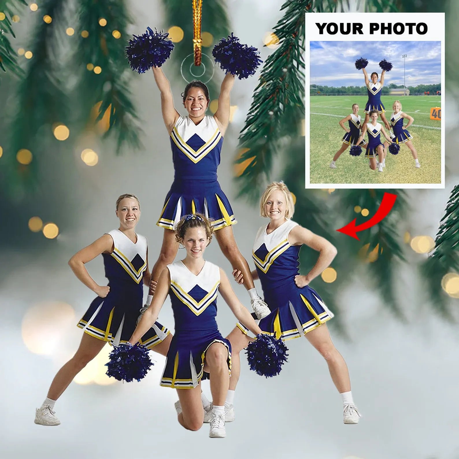 Personalized Cheerleading Friends Photo Ornament, Custom Acrylic Ornament, Christmas Gift for Cheer Team | Cheerleader Team