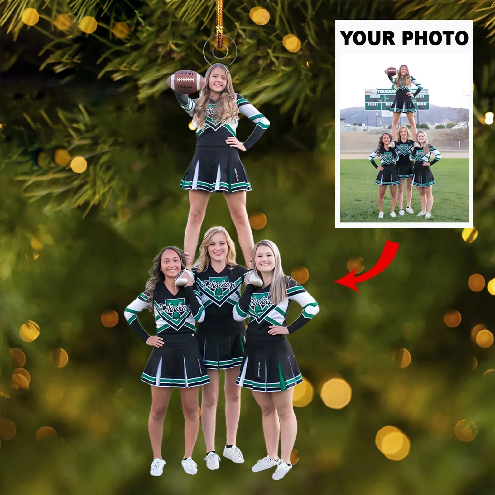 Personalized Cheerleading Friends Photo Ornament, Custom Acrylic Ornament, Christmas Gift for Cheer Team | Cheerleader Team