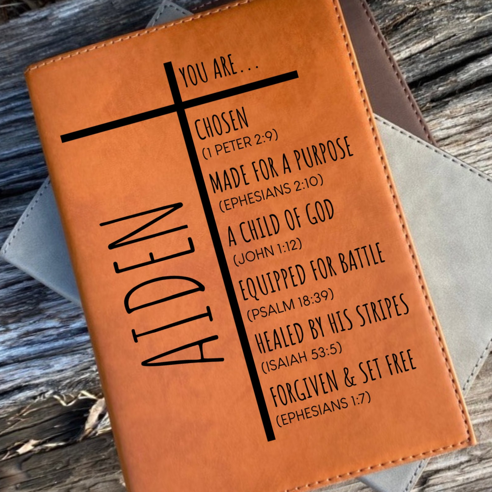 You Are Chosen, Made For A Purpose - Personalized Leather Journal - Christian Journal for Men, Women, Bible Journal Notebook, Religious Gift, First Communion Gifts, Pastor Gifts