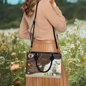 The Lord Is My Shepherd I Shall - Personalized Leather Handbag - Gift For Women, Christian Gift