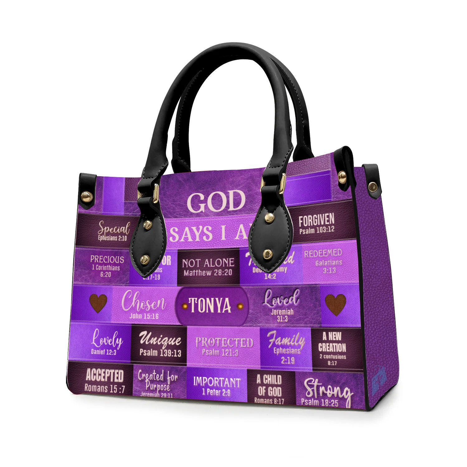 Christianartbag God Says I Am - Personalized Leather Handbag - Gift For Women, Christian Gift