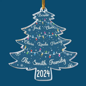 Christmas Tree With Family Names - Personalized Custom Shaped Acrylic Ornament - Christmas Gift For Family Members