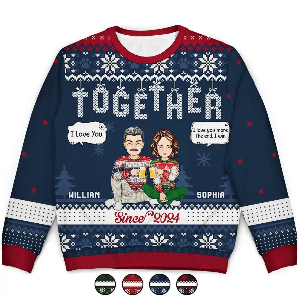 Christmas Couples Together Since - Personalized Custom Ugly Sweater - Gift For Couple, Husband, Wife