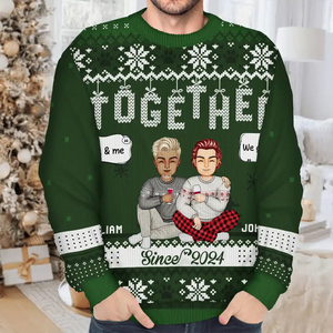 Christmas Couples Together Since - Personalized Custom Ugly Sweater - Gift For Couple, Husband, Wife