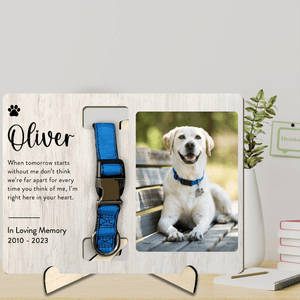 Custom Photo Memorial Gift - In Loving Memory - Personalized Wooden Collar Plaque | Sympathy, Bereavement, Condolence for Pet Loss, Dog & Cat Lover