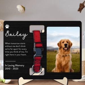 Custom Photo Memorial Gift - In Loving Memory - Personalized Wooden Collar Plaque | Sympathy, Bereavement, Condolence for Pet Loss, Dog & Cat Lover