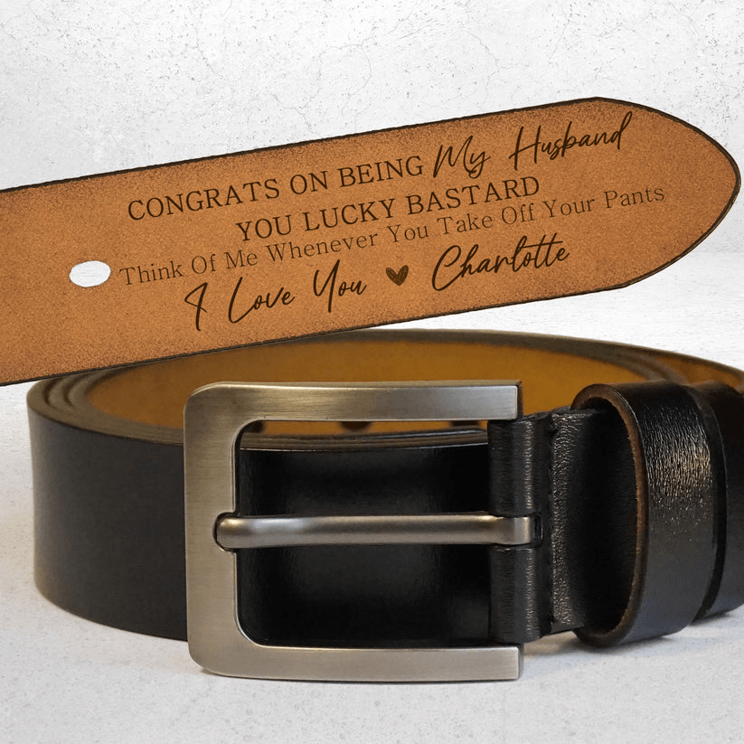 Personalized Engraved Leather Belt - Custom Father's Day Gift for Him, Husband, Daddy, Grandpa, Best for Men, Boyfriend, Valentine & Anniversary - Suzitee Store
