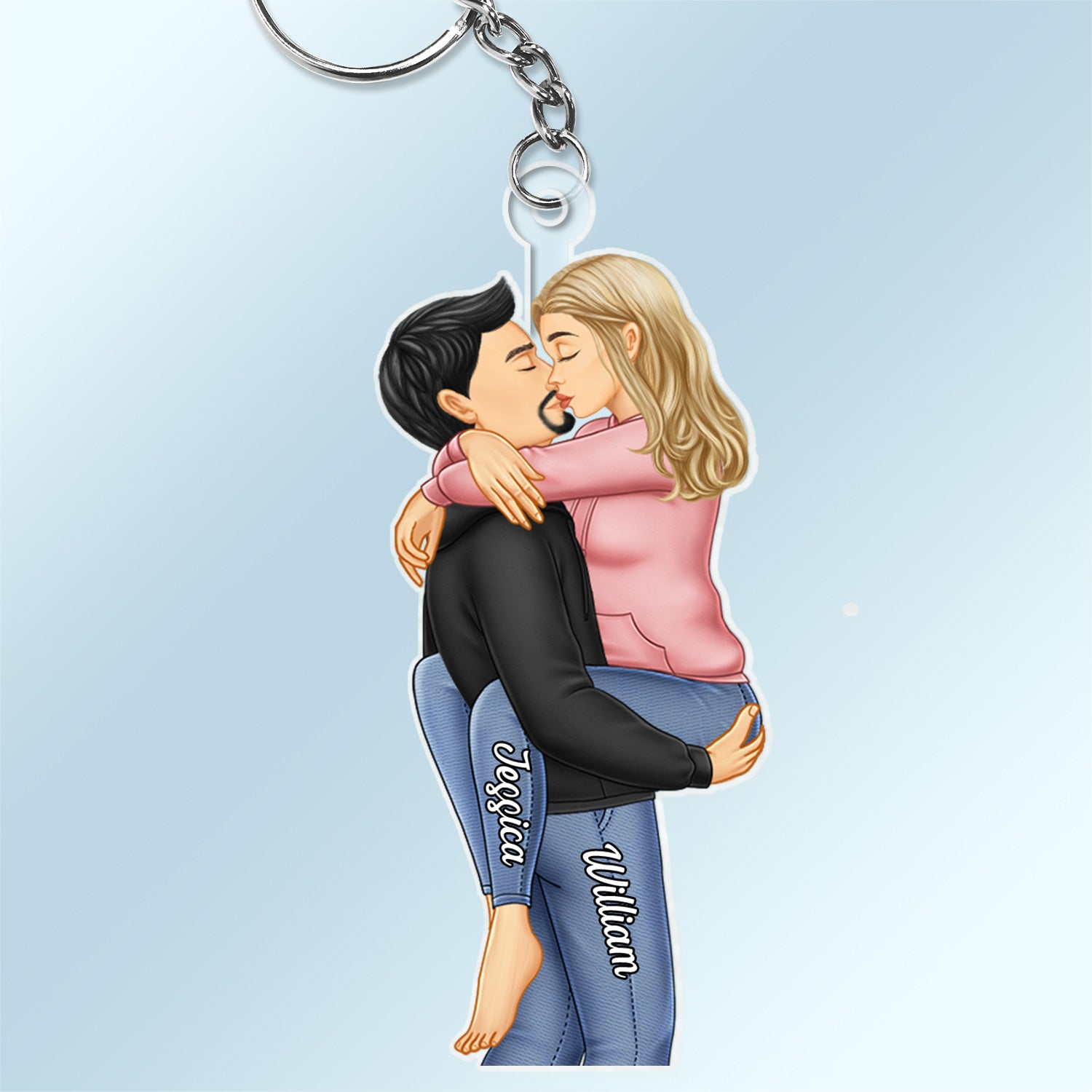 Couple Kissing Personalized Acrylic Keychain - Gift For Her/Him, Husband/Wife, Couples on Anniversary, Valentine's Day