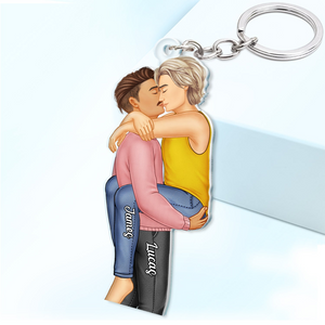 Couple Kissing Personalized Acrylic Keychain - Gift For Her/Him, Husband/Wife, Couples on Anniversary, Valentine's Day