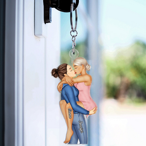 Couple Kissing Personalized Acrylic Keychain - Gift For Her/Him, Husband/Wife, Couples on Anniversary, Valentine's Day