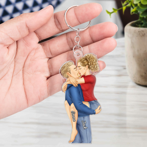 Couple Kissing Personalized Acrylic Keychain - Gift For Her/Him, Husband/Wife, Couples on Anniversary, Valentine's Day