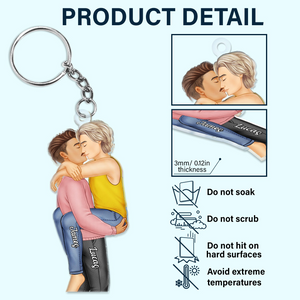 Couple Kissing Personalized Acrylic Keychain - Gift For Her/Him, Husband/Wife, Couples on Anniversary, Valentine's Day