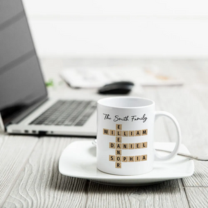 Custom Text Create Your Own Crossword Puzzle - Personalized Custom Mug - Gift For Family Members, Friends