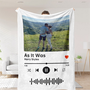 Couple Photo Blanket with Song - Personalized Music Favorite Gift for Girlfriend, Boyfriend, Husband, Wife | Valentine, Birthday, Anniversary