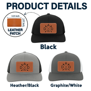 Dad Established Custom Year Trucker Hat - Personalized Engraved Leather Patch Hat - Custom Father's Day Gift for Him, Husband, Daddy, Grandpa, Dad Hat, Dad Gift From Daughter, Custom Dad Cap, Gift For Dad From Kids, Dad Gift With Kids Names