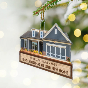 Custom Photo First Christmas In Our New House - Personalized Cutout Acrylic Ornament