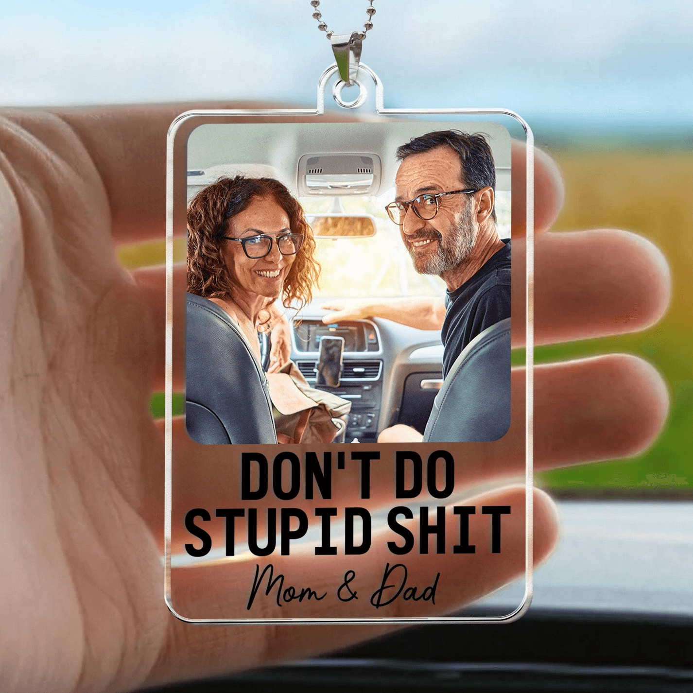 Don't Do Stupid Shit - Personalized Photo Car Ornament Hanging, Gift For Him, Her, Gift For Teen, Gift From Mom, Teen Gift, Graduation Gift Hanger