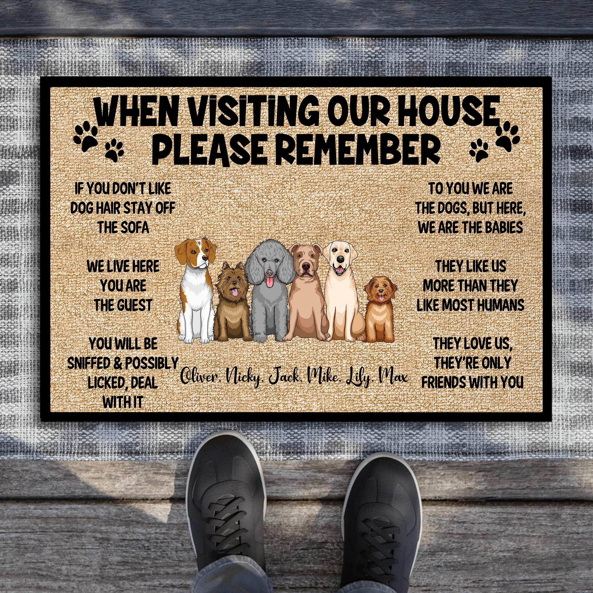 Please Remember When Visiting Dogs House - Personalized Doormat - Personalized Gift for Dog Lovers, Pet Lovers, Dog Mom, Dog Dad