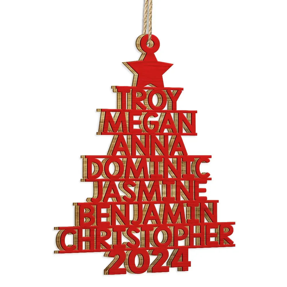 Custom Christmas Tree Name - Personalized Gift for Family Members, Bestie Coworker | Wooden Cutout Ornament