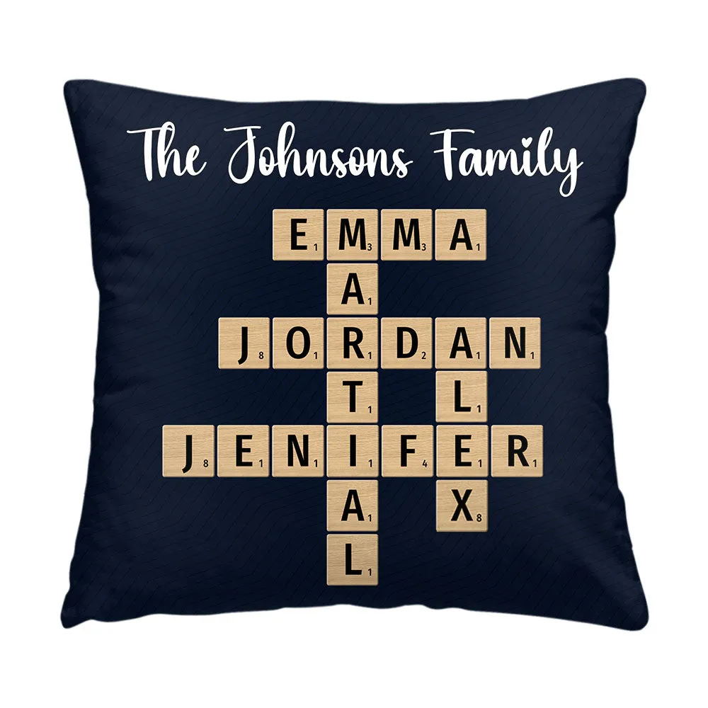 Family Crossword Puzzle Art Pillow - Personalized Custom Pillow - Gift For Family Members, Mom, Dad, Grandparents