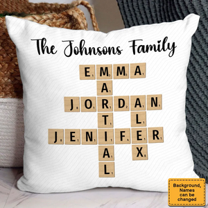 Family Crossword Puzzle Art Pillow - Personalized Custom Pillow - Gift For Family Members, Mom, Dad, Grandparents