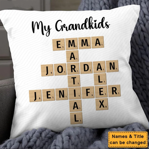 Family Crossword Puzzle Art Pillow - Personalized Custom Pillow - Gift For Family Members, Mom, Dad, Grandparents