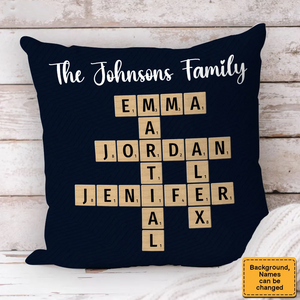 Family Crossword Puzzle Art Pillow - Personalized Custom Pillow - Gift For Family Members, Mom, Dad, Grandparents