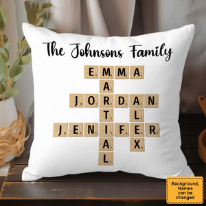 Family Crossword Puzzle Art Pillow - Personalized Custom Pillow - Gift For Family Members, Mom, Dad, Grandparents