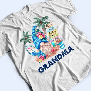 Grandma Gnome Surfboards Summer Vacation - Personalized Custom T Shirt - Summer Gift for Grandma/Nana/Mimi, Mom, Wife, Grandparent - Suzitee Store