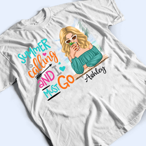 Summer Is Calling And I Must Go - Personalized Custom T Shirt - Summer Break, Last Day Of School, Birthday, Loving, Funny Gift for Teacher, Kindergarten, Preschool, Pre K, Paraprofessional - Suzitee Store