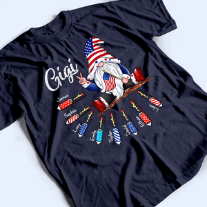 Fourth 4th Of July Gnome Grandma's Firecrackers - Personalized Custom Kids Names T Shirt - Independence Day, Birthday, Loving, Funny Gift for Patriotic Grandma/Nana/Mimi, Mom, Wife, Grandparent - Suzitee Store