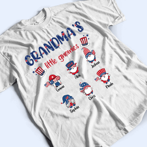 Grandma's Little Gnomies Happy Fourth 4th Of July - Personalized Custom Kids Names T Shirt - Independence Day, Birthday, Loving, Funny Gift for Patriotic Grandma/Nana/Mimi, Mom, Wife, Grandparent