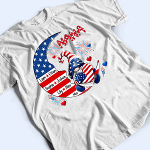 Fourth 4th Of July Grandma Patriotic Gnome - Personalized Custom Kids Names T Shirt - Independence Day, Birthday, Loving, Funny Gift for Grandma/Nana/Mimi, Mom, Wife, Grandparent - Suzitee Store