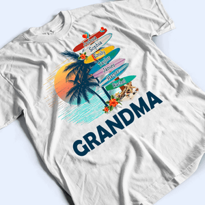 Grandma Surfboards Summer Vacation - Personalized Custom T Shirt - Summer Gift for Grandma/Nana/Mimi, Mom, Wife, Grandparent - Suzitee Store