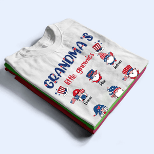 Grandma's Little Gnomies Happy Fourth 4th Of July - Personalized Custom Kids Names T Shirt - Independence Day, Birthday, Loving, Funny Gift for Patriotic Grandma/Nana/Mimi, Mom, Wife, Grandparent